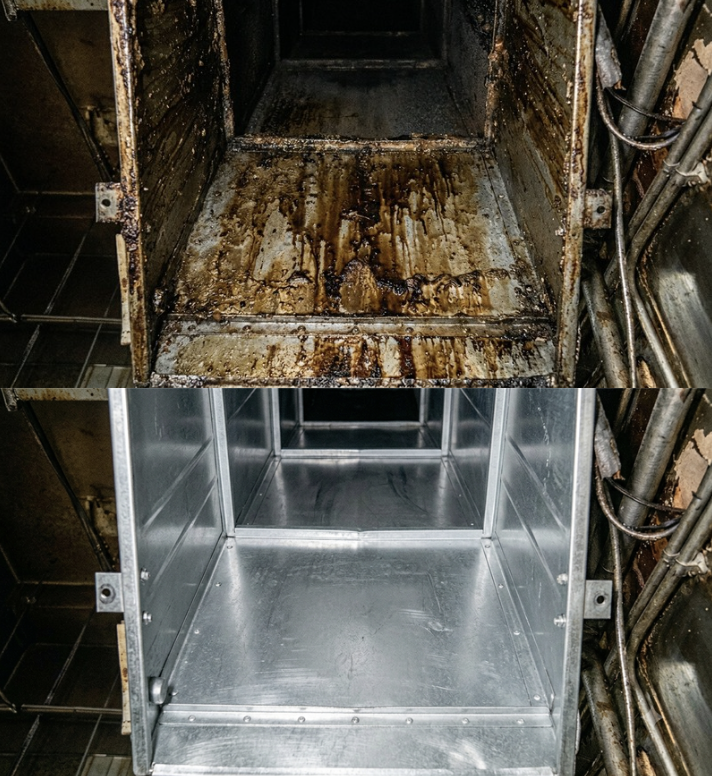 Vertical duct run — full degrease